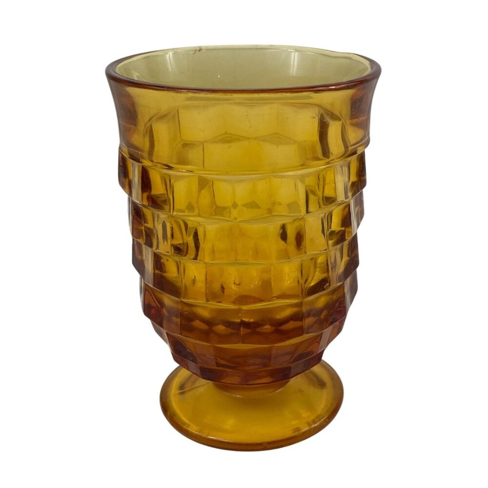 Colony Whitehall Cubist Amber Juice Glass Footed Tumbler